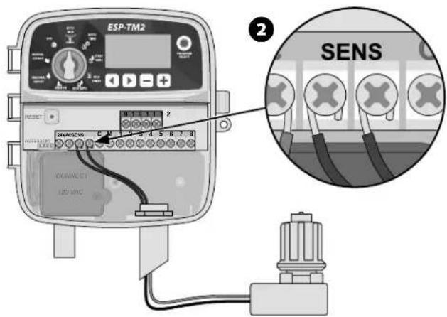 RAIN BIRD ESPTM2 - Connexion de la sonde de pluie/gel (facultatif) - 1
