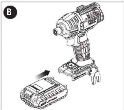 Porter-Cable PCC640 - INSERTION ET RETRAIT DU BLOC-PILES DE L'OUTIL - 1