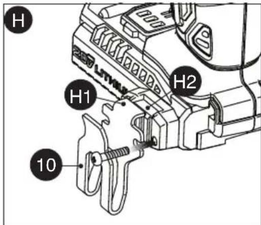 Porter-Cable PCC640 - Sujetador para cinturón - figura H - 1