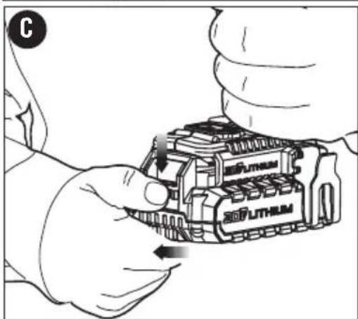Porter-Cable PCC640 - INSERTION ET RETRAIT DU BLOC-PILES DE L'OUTIL - 2
