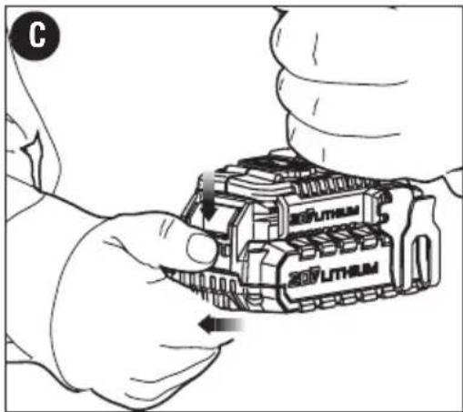 Porter-Cable PCC640 - INSTALLING AND REMOVING THE BATTERY PACK FROM THE TOOL - 2