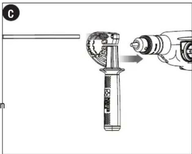 Porter-Cable PC70THD - Attaching the side handle - (figure C) - 1