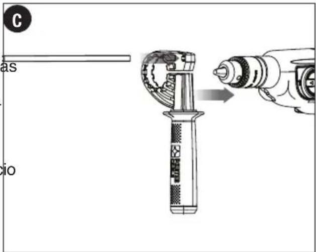 Porter-Cable PC70THD - Acoplamiento del mango lateral - (fig. C) - 1