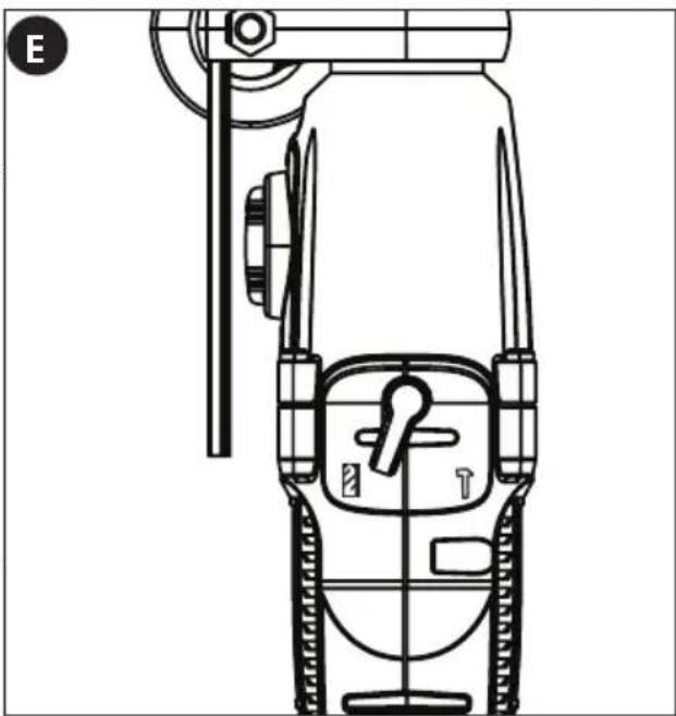 Porter-Cable PC70THD - Sélection du mode perceuse (fig. E) - 1