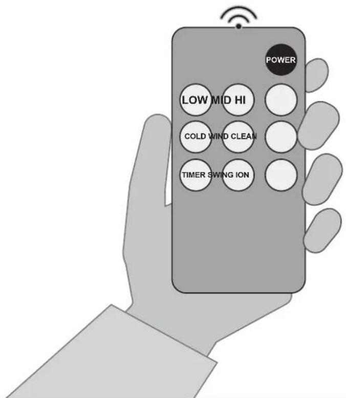 POWER LOW MID HI COLD WIND CLEAN TIMER SWING ION