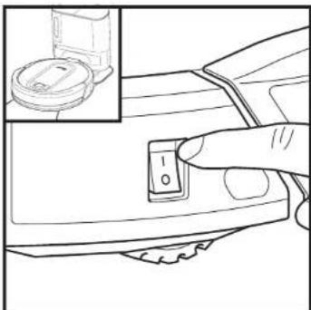 Diagram showing a hand pressing a button on a car's side panel, with an inset image of a device component.