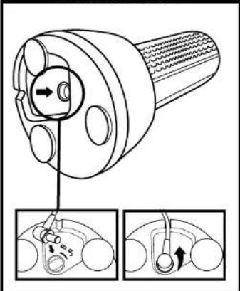 Technical diagram showing a mechanical device with labeled parts and two inset diagrams illustrating the internal components.