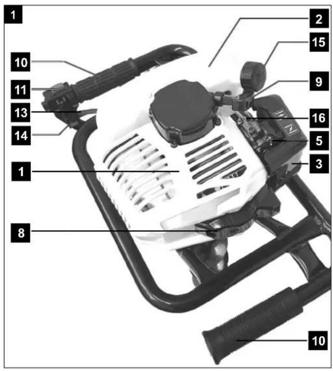 Labeled diagram of a power plant with numbered parts for identification