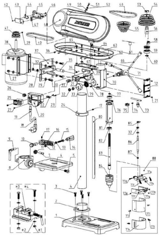Zipper ZISTB16T - Explosionszeichnung / explosion drawing / Razstavljena risba / Rozpadový výkres / Vue éclatée / Rastavljeni nacrt - 1