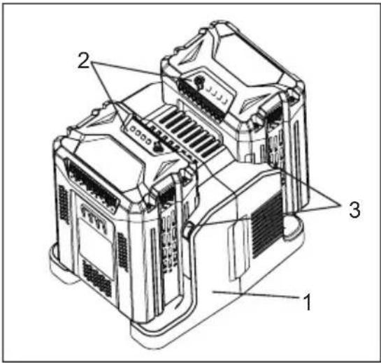 GREENWORKS G60B6 - Ricarica di due batterie : - 1