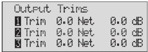 Output Trins 1 Trim 0.0 Net 0.0 dB 2 Trim 0.0 Net 0.0 dB 3 Trim 0.0 Net 0.0 dB