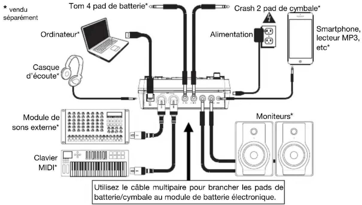 ALESIS Surge Mesh Kit - Utilisation rapide/schéma de connexion - 1