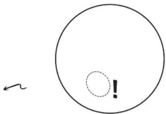 Simple diagram showing a circle with an internal dashed circle and a curved arrow, possibly indicating rotation or direction.