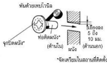 พันด้วยเทบโวนิด จุกบิดผนัง* ท่อติดผนัง* (ต้านใน) แหนัง เกียงของ 5 กิ่ง 10 มม. (ต้านนอก) จัดเตเริ่มในสถานที่ติดตั้ง