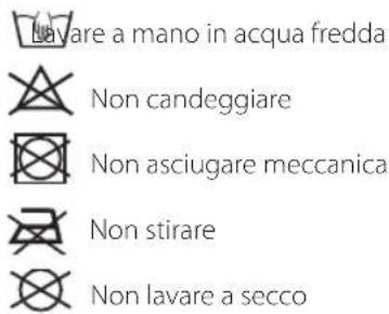 lavare a mano in acqua fredda Non candeggiare Non asciugare meccanical Non stirare Non lavare a secco