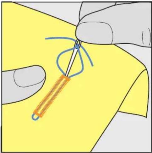 BERNINA 735 - Utilisation de ganse avec le pied traîneau pour boutonnière #3C - 3