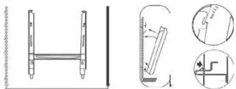 Technical diagram showing mechanical assembly with labeled parts and cross-sectional views