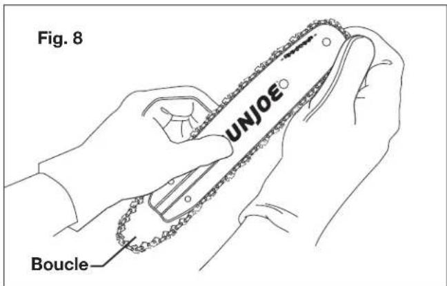 Sun Joe SWJ802EPRP - Pose/remplacement du guide-chaîne et de la chaîne - 8