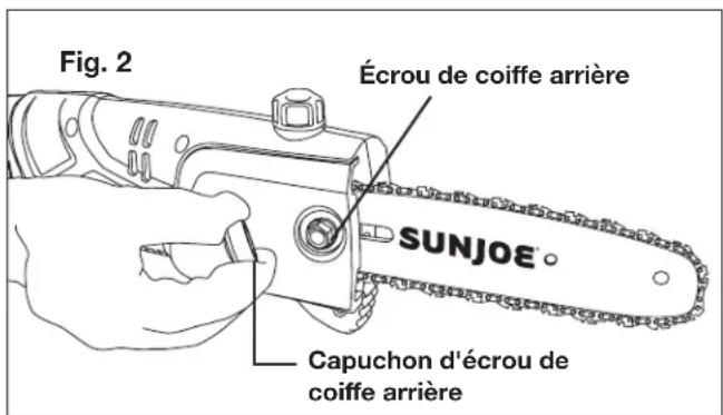 Sun Joe SWJ802EPRP - Pose/remplacement du guide-chaîne et de la chaîne - 2