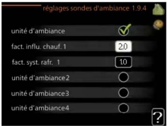 Nibe SMO 40 - RÉGLAGES SONDES D'AMBIANCE - 1