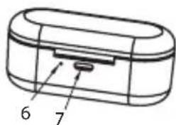 Technical diagram of a device with labeled parts 6 and 7, showing internal structure and component layout.