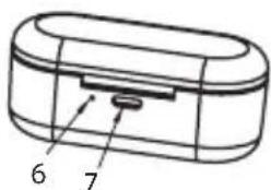 Technical diagram of a device with labeled parts 6 and 7, showing internal structure and component layout.