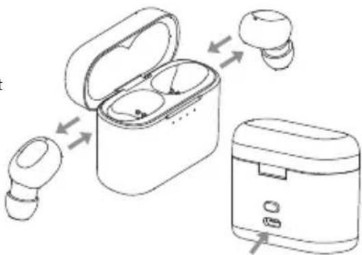 Diagram showing wireless earbuds and a rice cooker with labeled components and directional arrows indicating process flow.