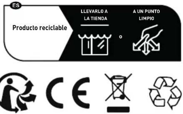 ES LLEVARLO A LA TIENDA A UN PUNTO LIMPIO Producto reciclable CE