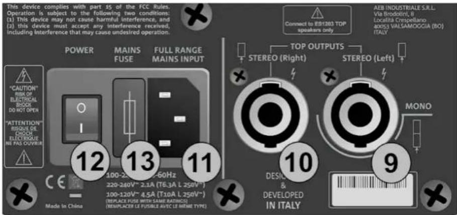 DB Technologies es1203 - SECTION D'ALIMENTATION ET DE CONNEXION DES << TOP >> - 1