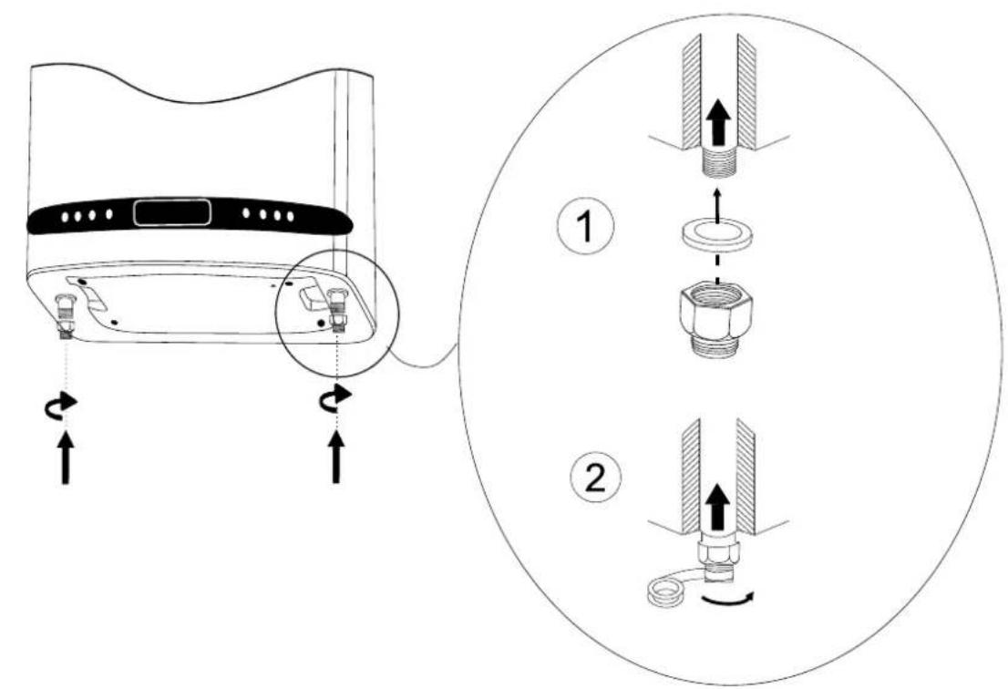 Diagram showing air conditioner installation steps with numbered instructions for assembly or repair
