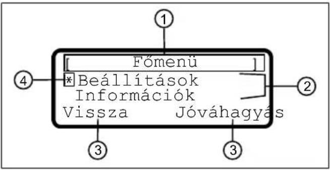 Főmenü *Beállítások Információk Vissza Jóváhagyás