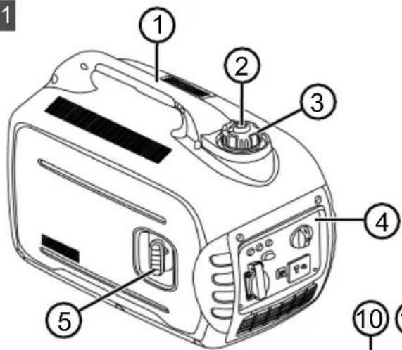 Labeled diagram of a toaster oven with numbered parts for identification