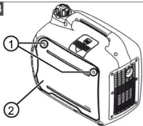 Technical diagram of a device with numbered parts labeled 1 and 2