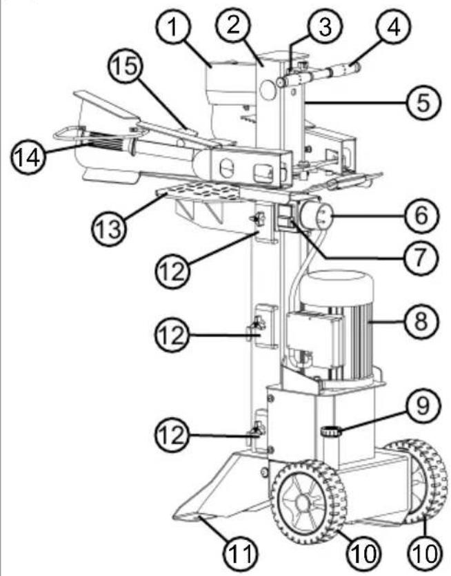 Technical diagram of a mechanical device with numbered components for identification
