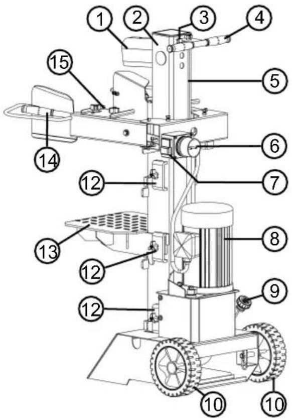 Technical diagram of a mechanical device with numbered components for identification