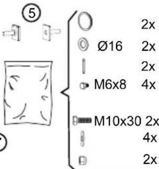 ⑤ Ø16 2x M6x8 4x M10x30 2x 4x 2x