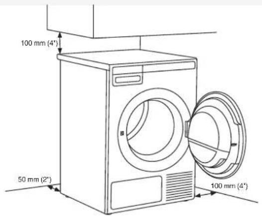 ASKO T411HS.W.U - Espace libre autour du seche-linge pour un fonctionnement optimum - 1