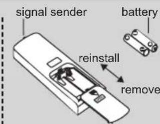 signal sender battery reinstall remove