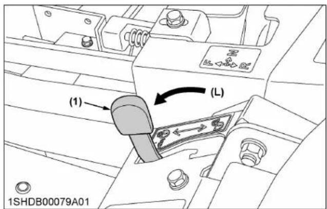 KUBOTA Z724 - Pour verrouiller la tondeuse en position haute : - 1