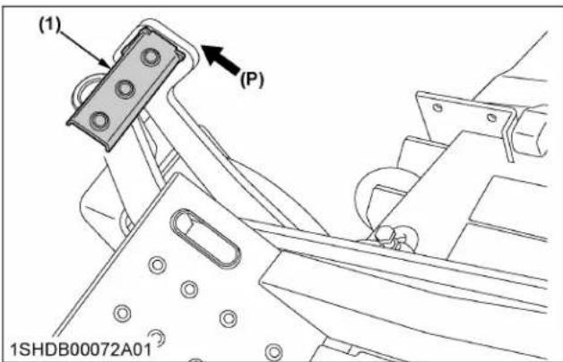 KUBOTA Z724 - Pour abaisser la tondeuse de la position haute : - 1
