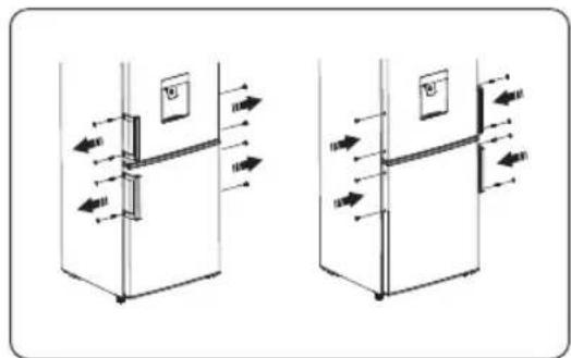 Technical diagram showing two mechanical or fluidic device configurations with directional arrows indicating flow or movement.