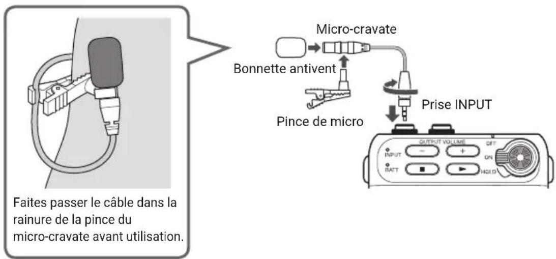 ZOOM F2BT - Branchement du micro-cravate - 1
