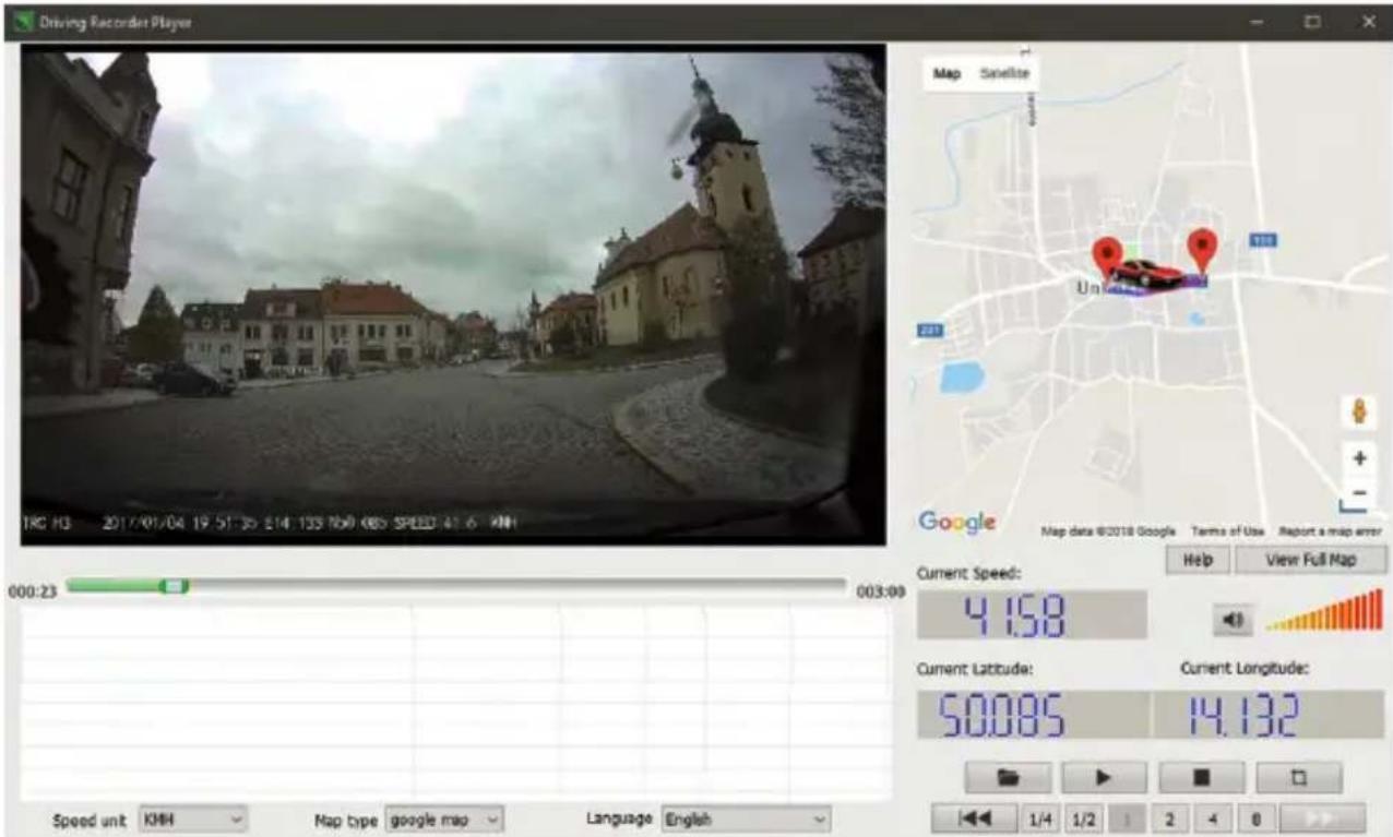 Driving Recorder Player TRG HS 2017/01/04 19:51:39 £14.139 7000 KB5 SPEED 41.6 KH Map Satellite Google Map data ©2018 Google Terms of Use Report a map error Help View Full Map Current Speed: 4.158 Current Latitude: Current Longitude: 50.085 14.132 Speed unit KHH Map type google map Language English 1/4 1/2 2 4 6