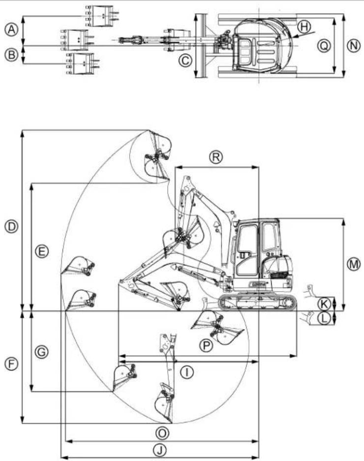 KUBOTA U354 - DIMENSIONS PRINCIPALES - 1