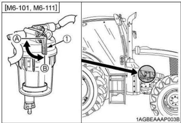 KUBOTA M6101 - Assurez-vous que le bouchon du carburant est en position "OUVERT". - 1