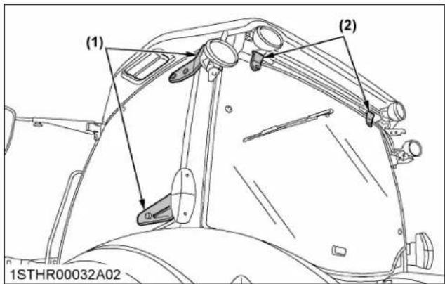 KUBOTA M7132 - Points de lubrification des portières et vitres - 1