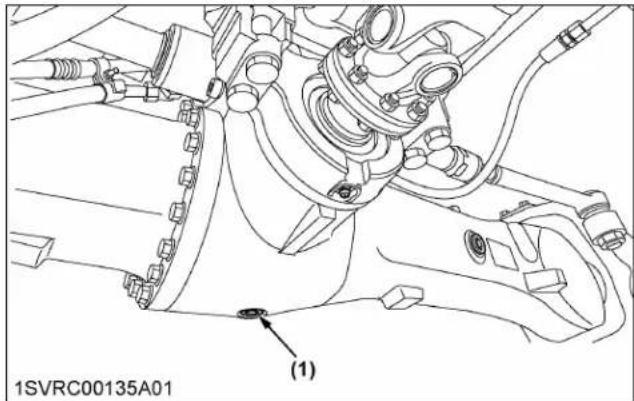 KUBOTA M7132 - Vidange de l'huile du carter de différentiel avant - 1