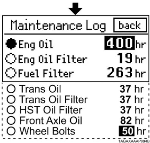 KUBOTA L4760 - ■Processus d'affichage/remise à zéro du mode ENTRETIEN - 2