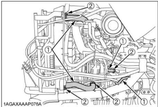 KUBOTA L4760 - ■ Vérification des tuyaux souples du radiateur et des colliers - 1