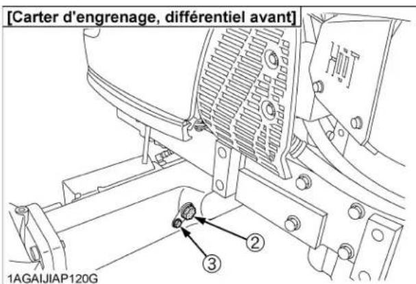 KUBOTA M5660 - ■Changement de l'huile du carter d'engrenage de l'essieu avant & l'huile du carter du différentiel avant - 2